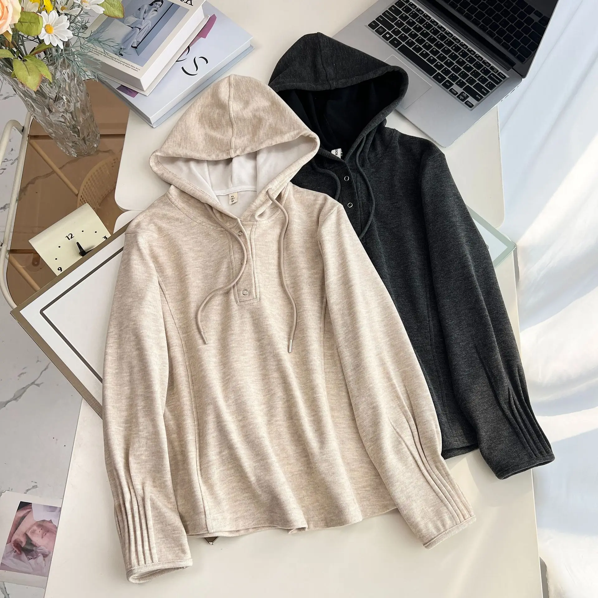 XXXXL Fashion Plus Size Woman Clothing Hoodie New Autumn And Winter 2025 Fleece Warm Pleated Cuffs Hooded Base Sweatshirts 198