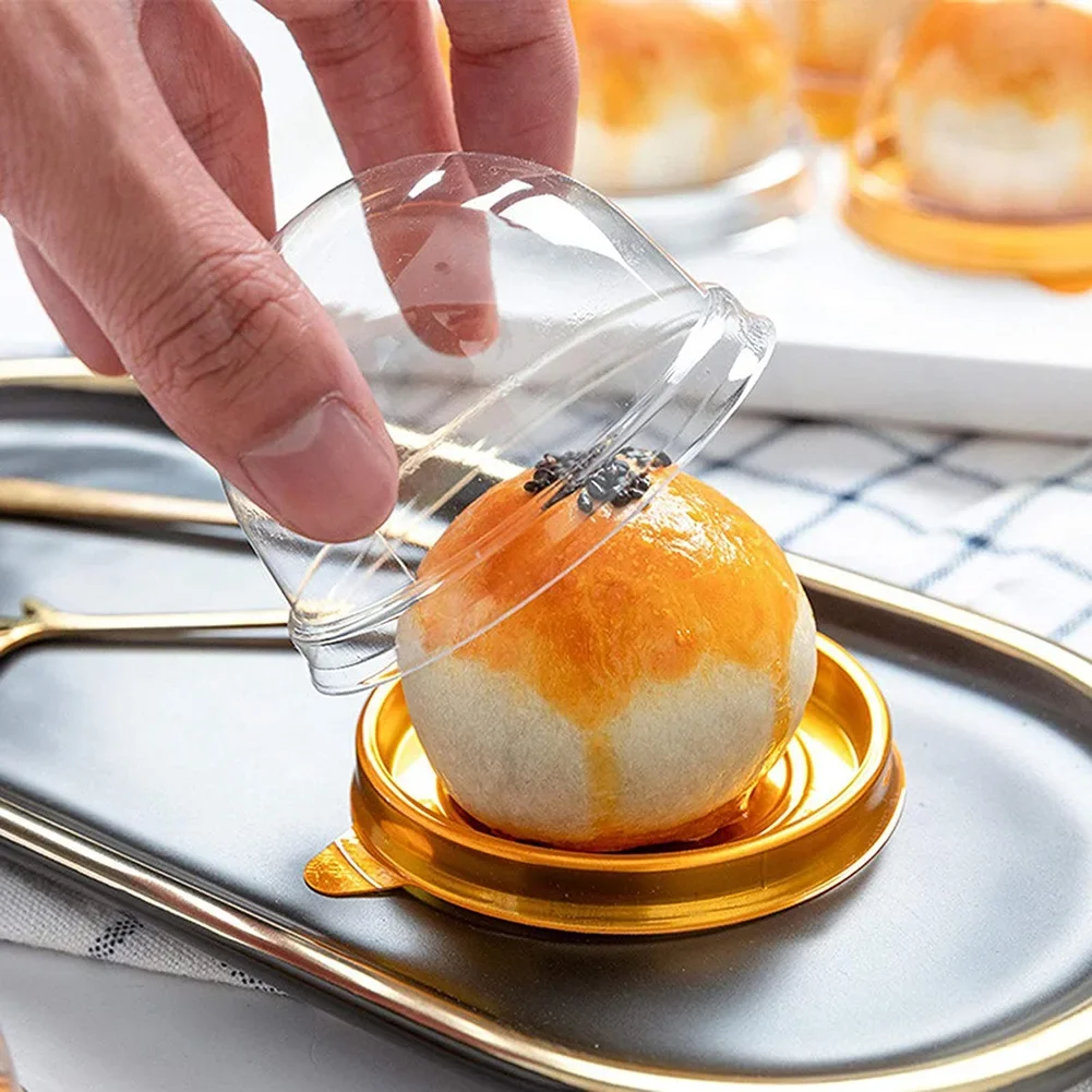 Clear Plastic Mini Cupcake Box Round Cupcake Mooncake Dessert Container Box Cookies Muffins Dome 50PCS