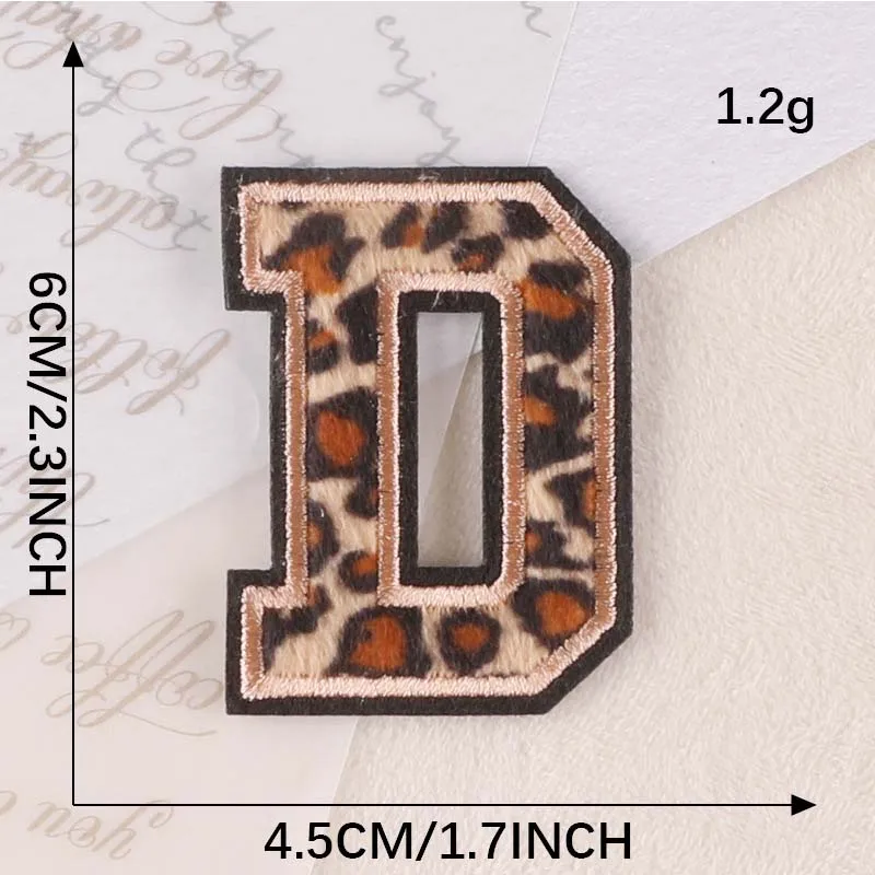 Leopard Print Embroidered Alphabet Badge Patches