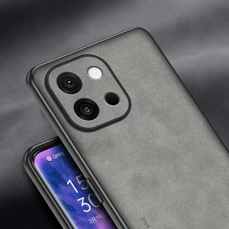 Plain PU Leather Matte Soft Silicone Shockproof Phone Case Cover