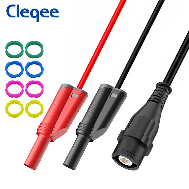 Cleqee P1204 Safety BNC Male Plug to Dual 4mm Stackable Banana Plug RG58 Coaxial Cable Oscilloscope Test Lead 120CM 500V/5A