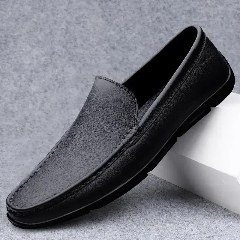 

Beef Tendon Bottom Leather Breathable Soft Bottom Casual Leather Shoes First Layer Cowhide Moccasins Men's Loafers