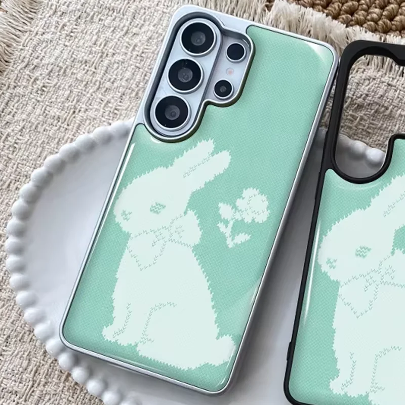Korean Pink Pixel Wind Rabbit Kawaii Polka Dots Drip Glue Phone Case - Sweet Cover