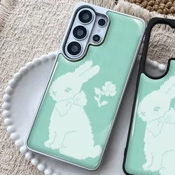 Korean Pink Pixel Wind Rabbit Kawaii Polka Dots Drip Glue Phone Case - Sweet Cover - Galaxy S23 Ultra (B)