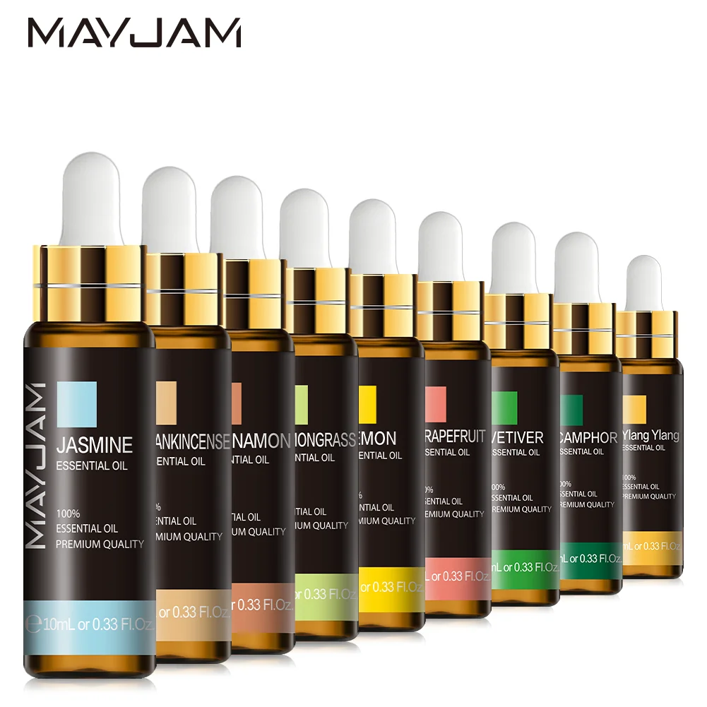 Aceite esencial puro de albahaca y alcanfor, aceite aromático para masaje corporal, pimienta, hinojo, salvia, jengibre, mirra, agujas de pino, tomillo, Vetiver, 10ML