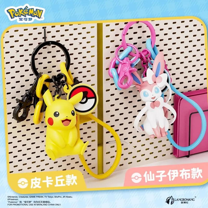 Genuine Pokemon Keychain Pikachu Gengar Sylveon Sprigatito Quaxly Fuecoco Anime Action Figure Toy Keyring Fragrance Pendant Gift 1