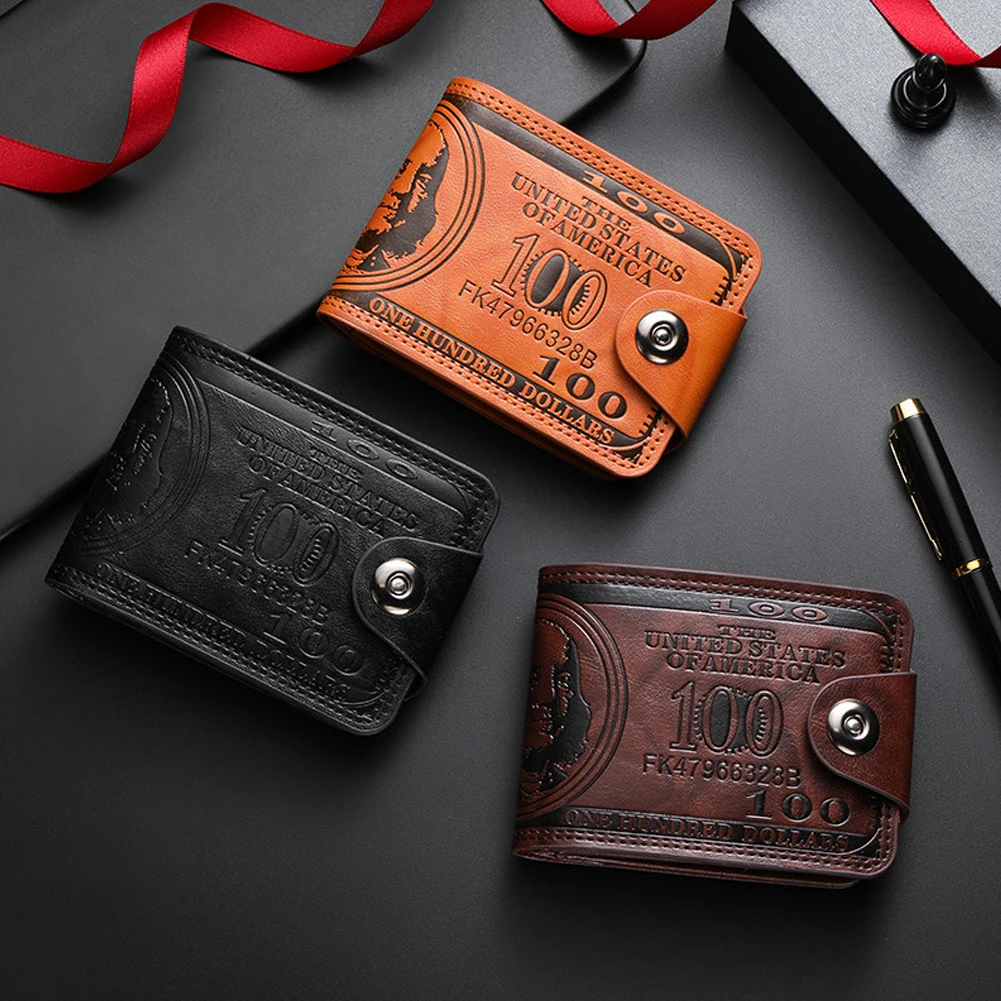 Men's Wallets with 100 US Dollar Pattern Hasp Male Leather Wallet with Zipper Card Holder Coin Pocket Purse Cartera Hombre - 3