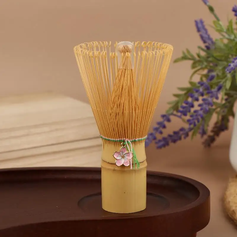 Japanese Ceremony Bamboo Chasen Matcha Green Tea Powder Whisk Tea Brush Kitchen Accessories Tea Tool With Cherry Blossom Pendant