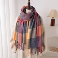 Luxury Rainbow Color Plaid Designer Winter Scarf Women Cashmere Shawl Outdoor Blanket Neckerchief Wrap Pashmina Tassel Warm Lady - Image 6