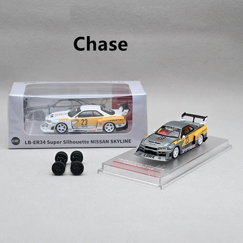 

Модель автомобиля Nissan Skyline GTRER34 LBWK, модель 1:64 с супер силуэтом молнии Nr23, литая модель автомобиля