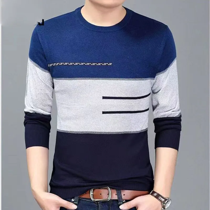 Spring Autumn KPOP Fashion Style Harajuku Slim Fit T-shirts Loose Casual All Match Knitwear Insert O Neck Long Sleeve Sweaters