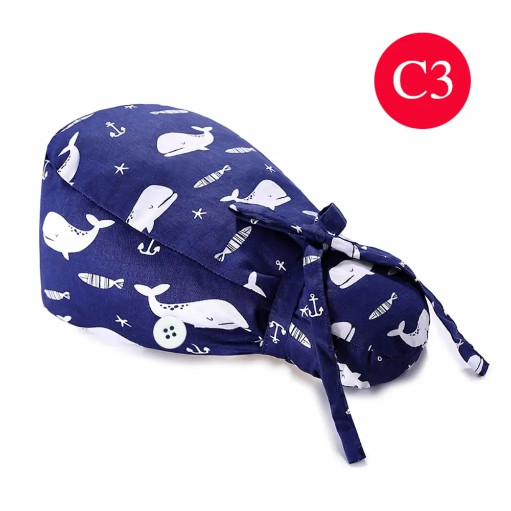Cotton Work Scrubs Hat Beauty Agency Lab Doctor Dentist Nursing Hats Dustproof Bouffant Adjustable Medical Cap 1Pc