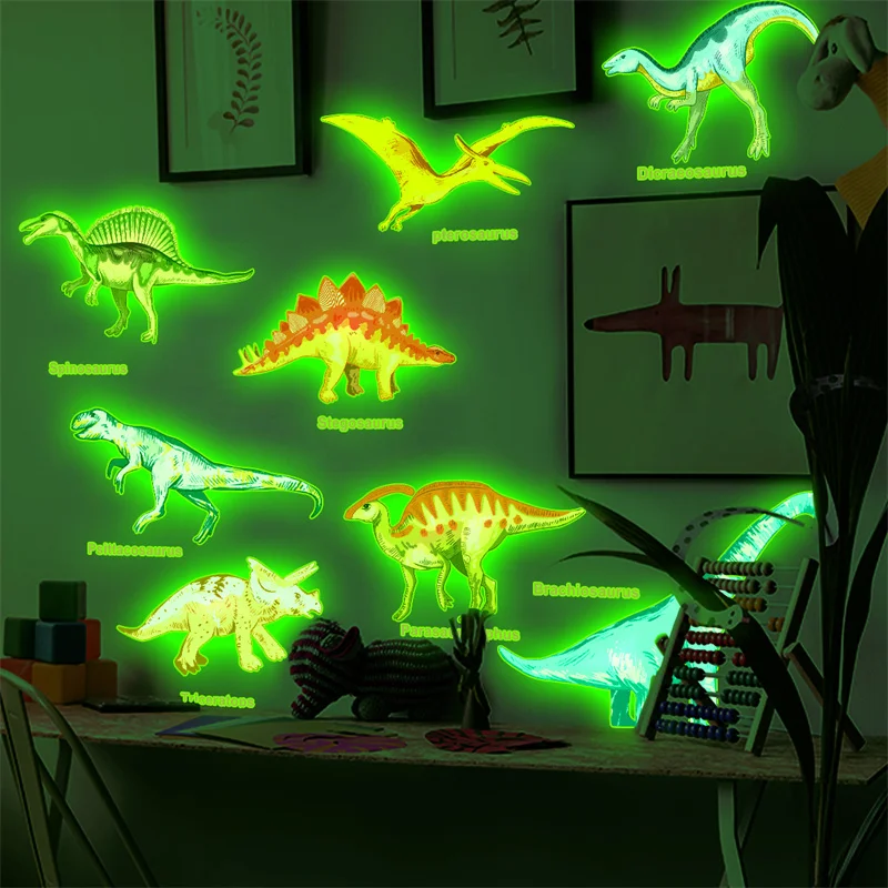 Dinosaur Wall Decals for Kids Room Glow in Dark Removable Glowing Luminous Stickers