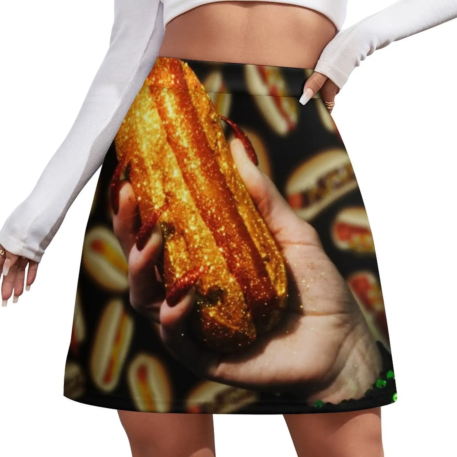 

Glitter Hot Dog Mini Skirt Dresses Woman skirts