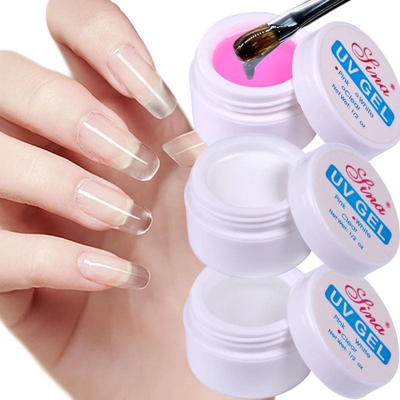 NailExtensionGelAcrylicWhiteClearQuickBuildingGelforNails