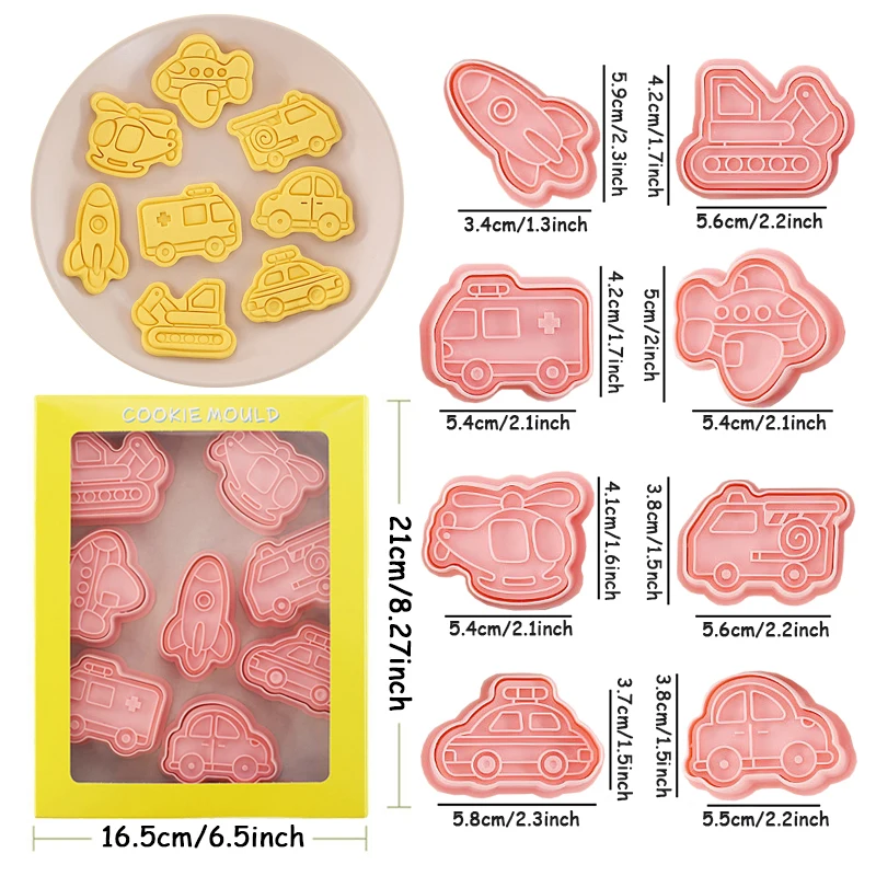8 teile/satz Engineering Lkw Cookie Schneider Kunststoff 3D Cartoon Pressbare Keks Form Cookie Stempel Küche Backen Gebäck Backformen – Detail 4