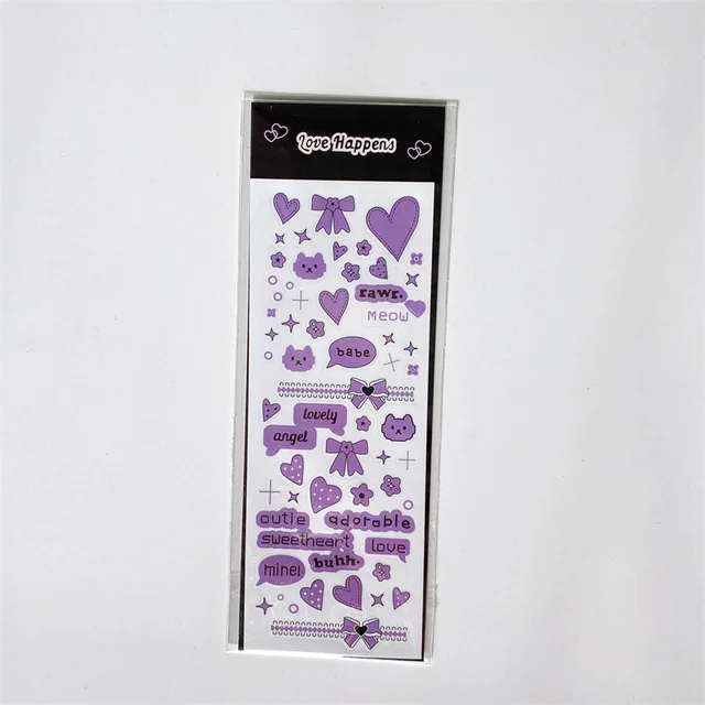1Pc Shiny Pink Love Series Stickers Scrapbooking Decorative Cute Sticker Korean DIY Diary Album Stick Label School Stationery 1Pc Purple