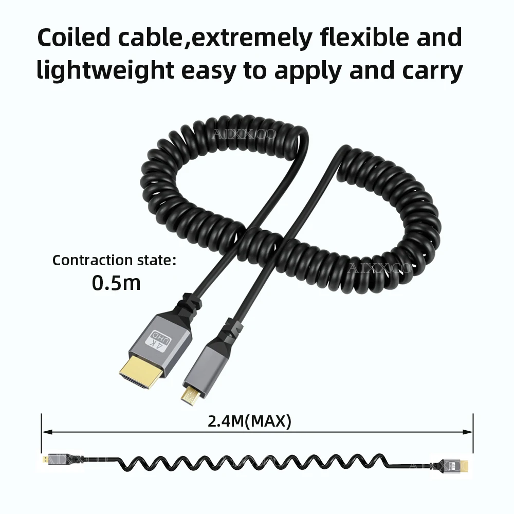 1M 2M 3M 5M 10M 4K 60HZ mini HDMI TO HDMI Coiled Extension Flexible Cable  Male to Male Plug Cable HDMI-Compatible For Computer - AliExpress