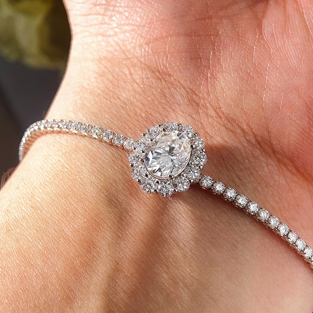 COSYA 럭셔리 타원형 컷 Moissanite 반지 목걸이 팔찌 세트 여성용 100% S 웨딩 신부 보석 고급 보석 선물