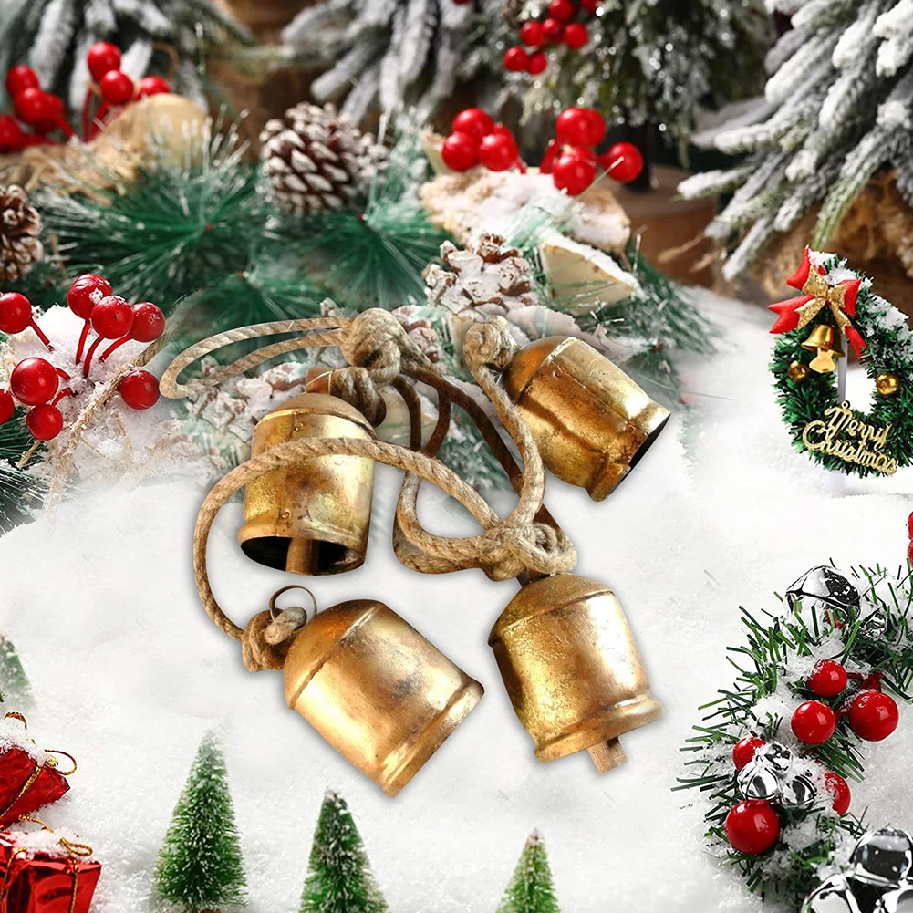 Shabby Chic Bells Rustic Hanging Jingle Christmas Tree Decor - Cow Bells Vintage Rustic Metal Quiet Wind Home Decor Gifts