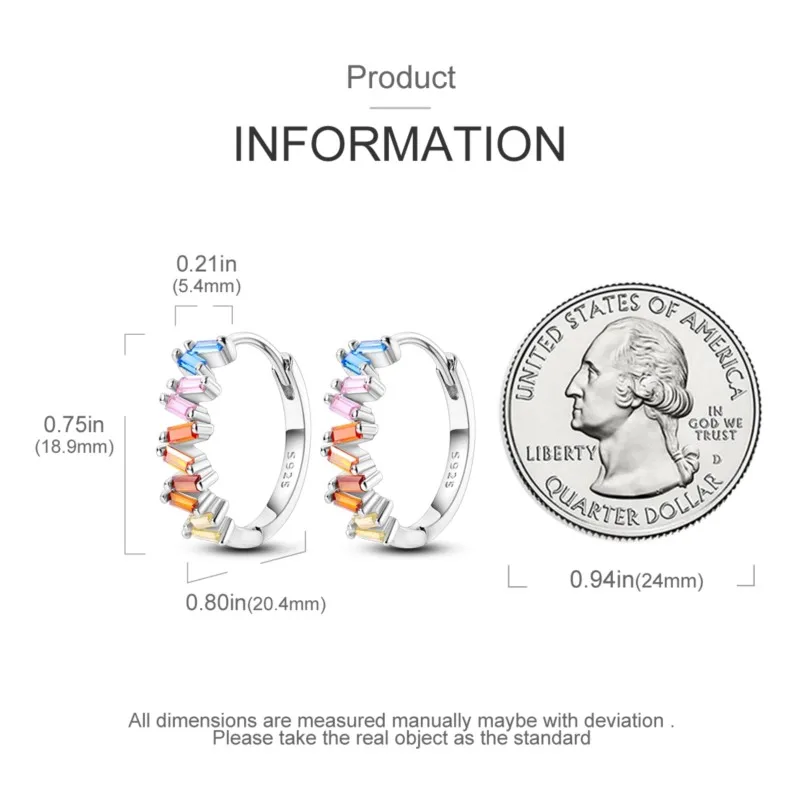 MISEFF Real 925 Sterling Silver Earring Gradual Change Green Blue Colored Zircon Hoop Earrings Engagement Wedding Jewelry Gifts