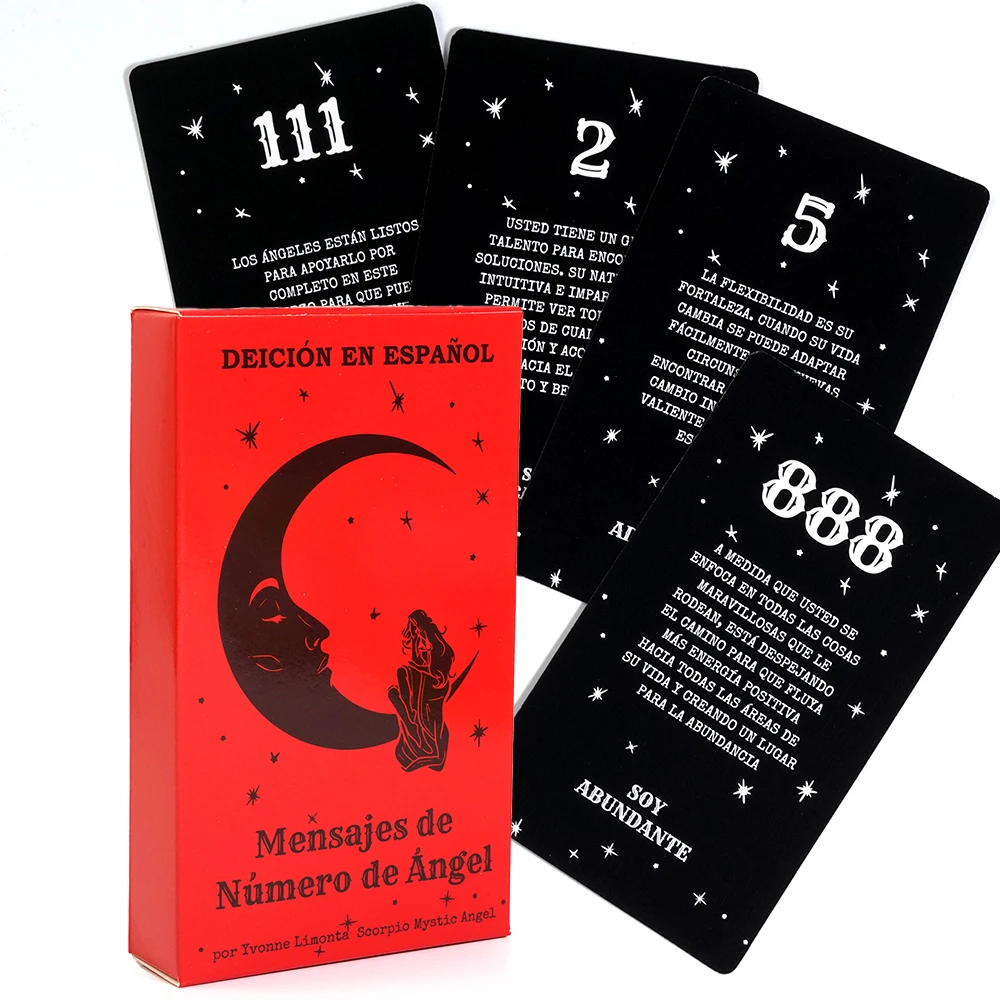 천사 숫자 메시지 타로 카드 덱, Oraculo en Espaenol, Mensajes de Número de Angelicale, 53 Cartas, Números Angelicale 
