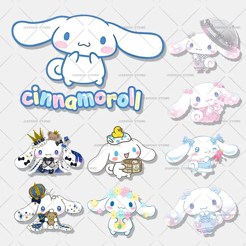

Нашивки в стиле Cinnamoroll Sanrio, термоклейкие наклейки для одежды, Мультяшные виниловые наклейки для девочек, аппликация, термоперенос, сделай сам