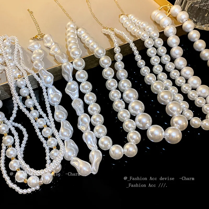 Collana Di Perle Barocche Atmosfera Retrò Catena Clavicola Temperamento Set Di Gioielli Placcati In Oro Italiano Per Le Donne Van Cleef