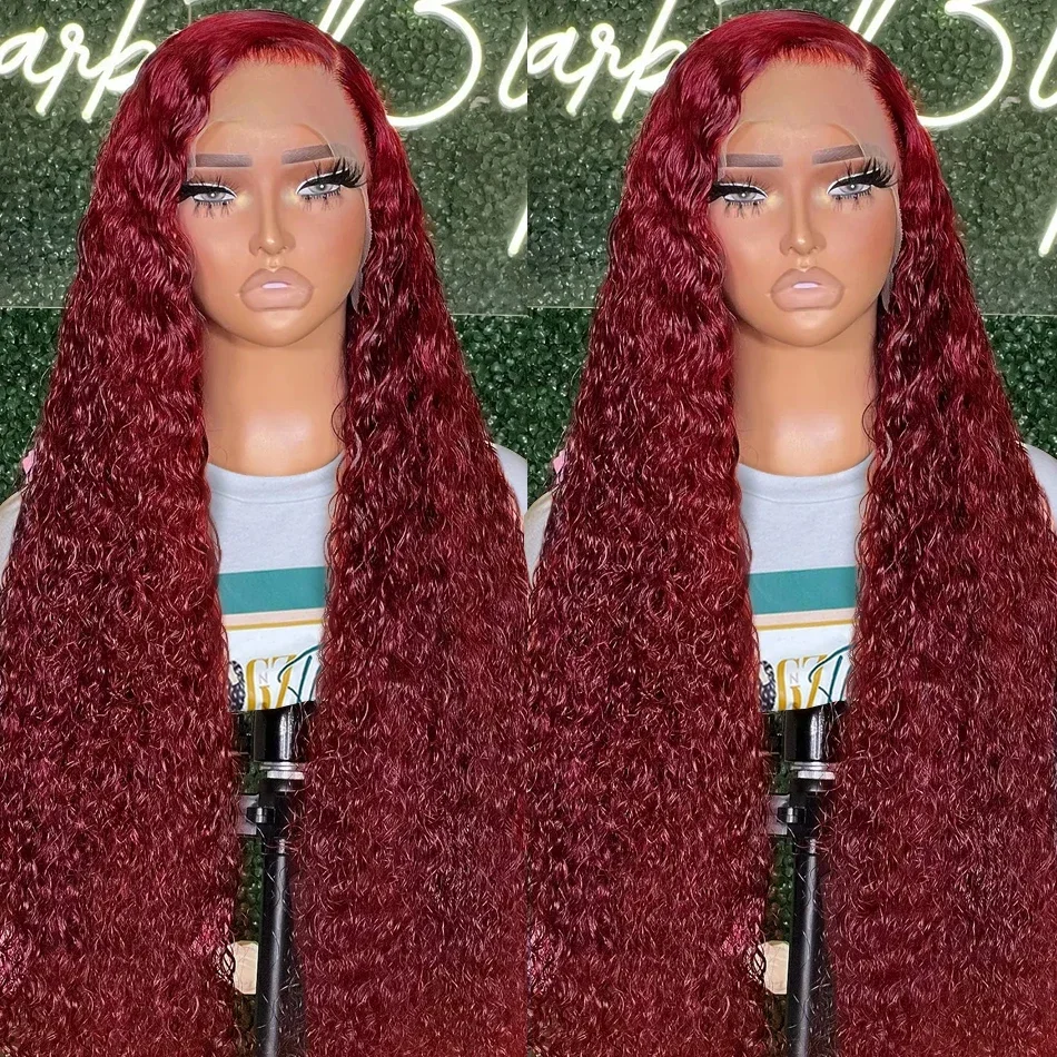 Deep Wave 99J Burgundy 13x4 Lace Frontal Wig Human Hair 13x6 HD Lace Front Wigs Red Wine Water Curly Wigs With Baby Hair 2
