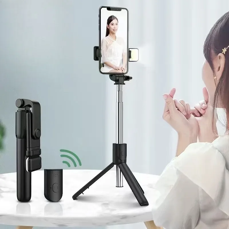 Mobile Phone Holder Selfie Stick Extension Bluetooth All-in-one with Fill Light Remote Control Multifunction Live Desktop Tripod