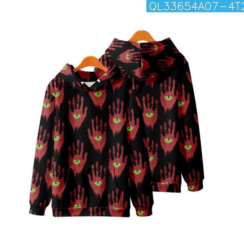 

Fashion Cartoon Red Hand Eye Printed Black Long Sleeve Hoodies Autumn Casual Couple Women Men Pullover Harajuku Sweatshirt