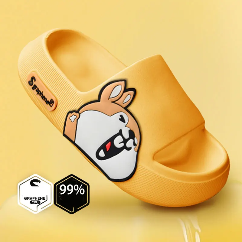 Mo Dou 2022 New Summer Slippers Cute Dog Sticker Thick Sole Soft Women Sandals Bathroom Beach Indoor Outdoor Men Slides Cool 