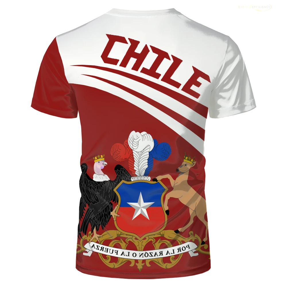 Chile Abzeichen 3d gedruckt Männer T-Shirt Mode chilenische Flagge Grafik Frauen T-Shirt lässig übergroße O-Ausschnitt Harajuku Kinder Jungen Tops T-Shirt – Detail 3