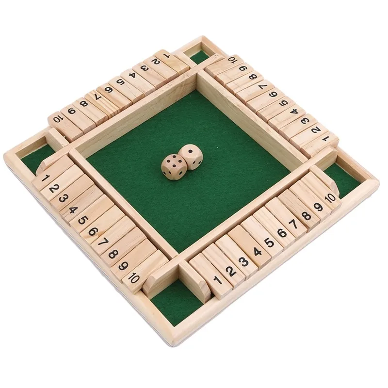 

Deluxe Four Sided 10 Numbers Shut The Box Board Game Set Dice Party Club Drinking Games For Adults Families