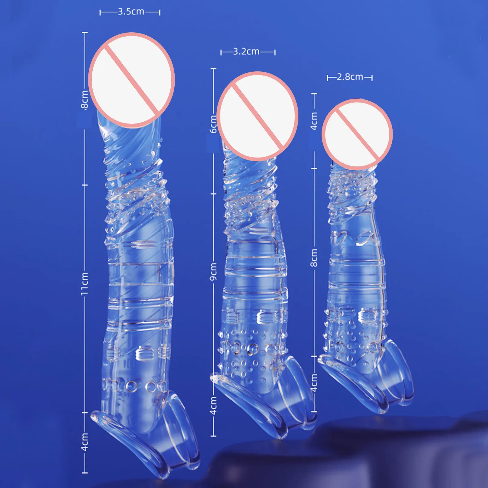 Reusable Condom with Spikes Dotted Ribbed Extension Penis Sleeve Male Enlargement Time Delay Spike Clit Passionate Condoms Men