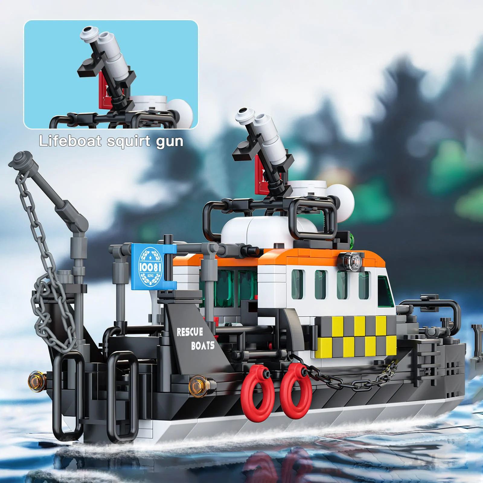 몰드 킹 10081 다기능 구명정 364pcs MOC 보트 모델 조립 브릭 DIY 창의적인 배 모형 남자아이들을 위한 휴일 어린이 장난감