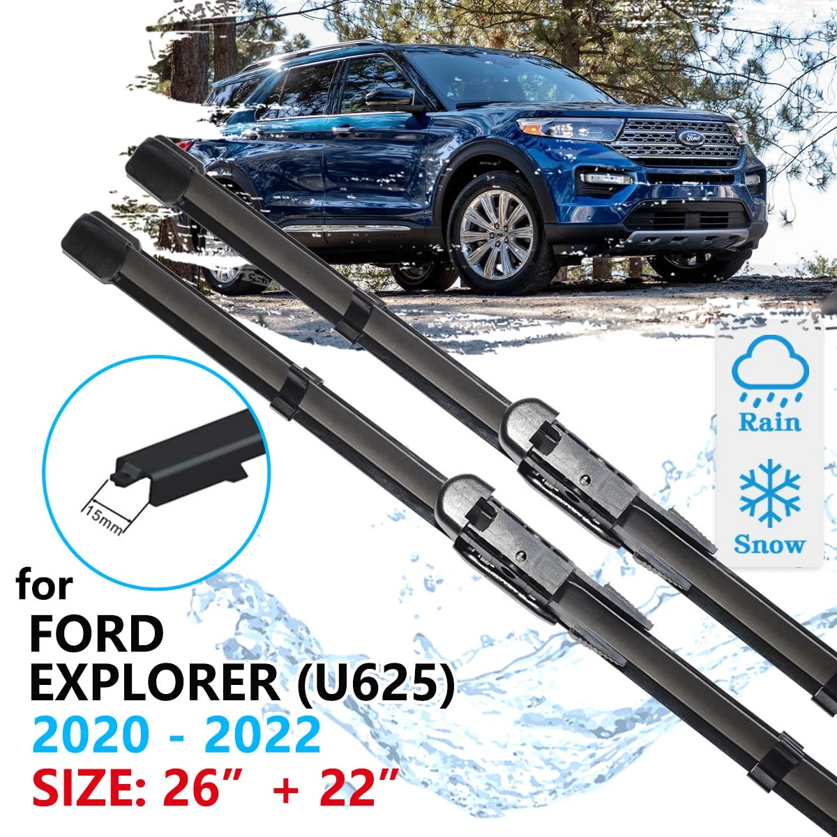 2021 ford explorer wiper blade size