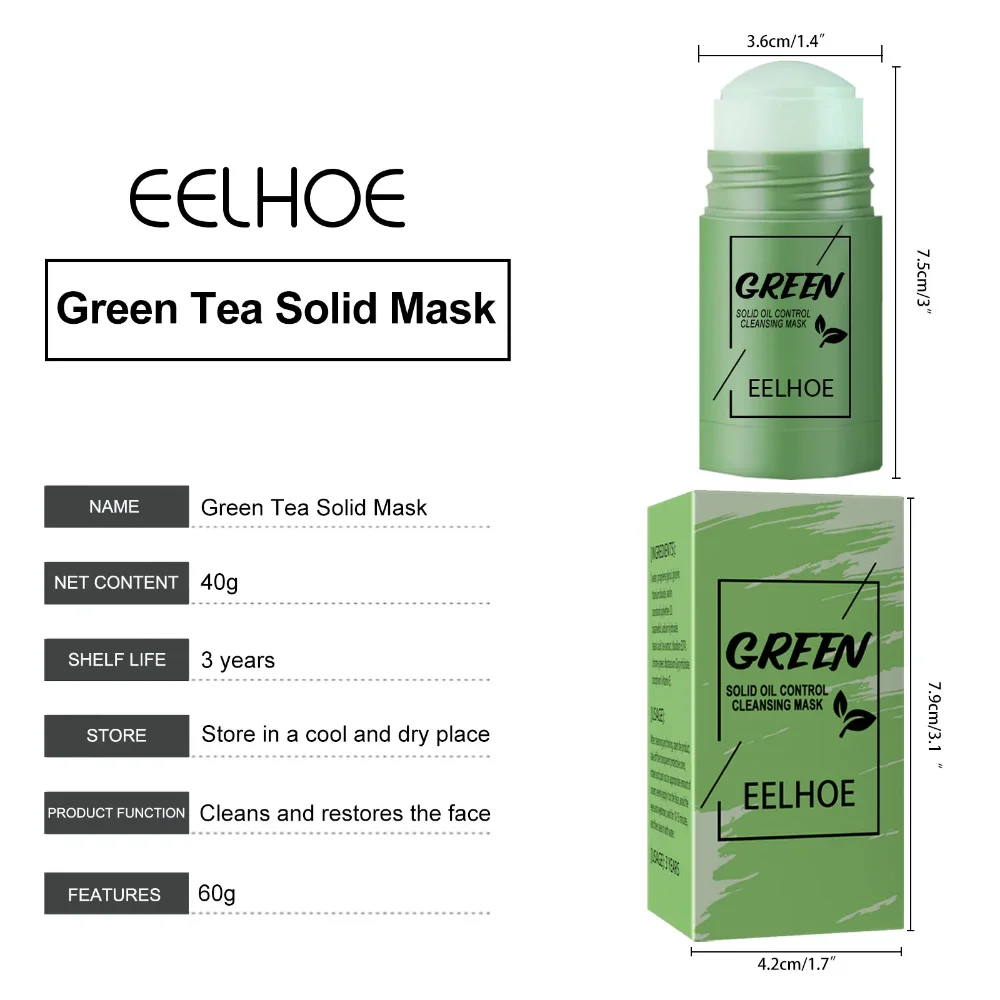 S38f918fbbdd84c49a72355bde6d1b5d25 Green Tea Cleansing Solid Face Mask Stick Cleans Pores Remove Acne Blackhead Oil Control Moisturizing Whitening Beauty Skin Care