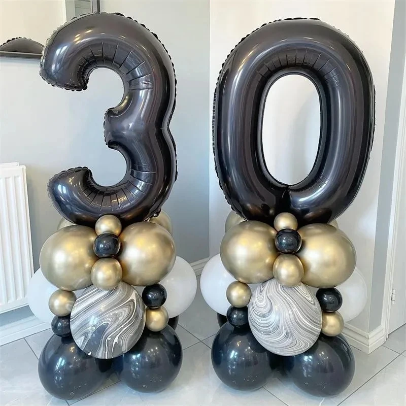 

23pcs/Set Black Gold Balloons 40inch Black Number Foil Balloons Birthday Baby Shower Wedding Party Decoration