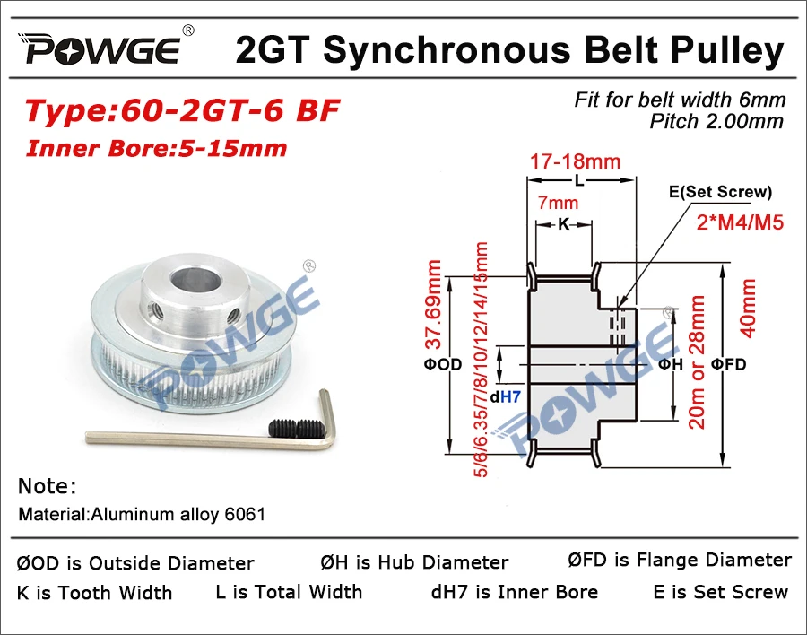 Pangocho Jinchao-Puleggia distribuzione Pulley Timing GT2 60