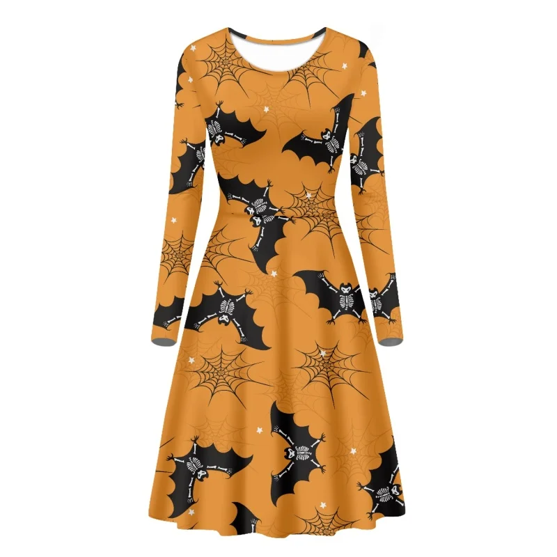 

Cumagical 2022 New Arrival Dress for Girls Elegant Long Sleeve Women Halloween Celebrate Party Midi Dress Casual O Neck Vestidos