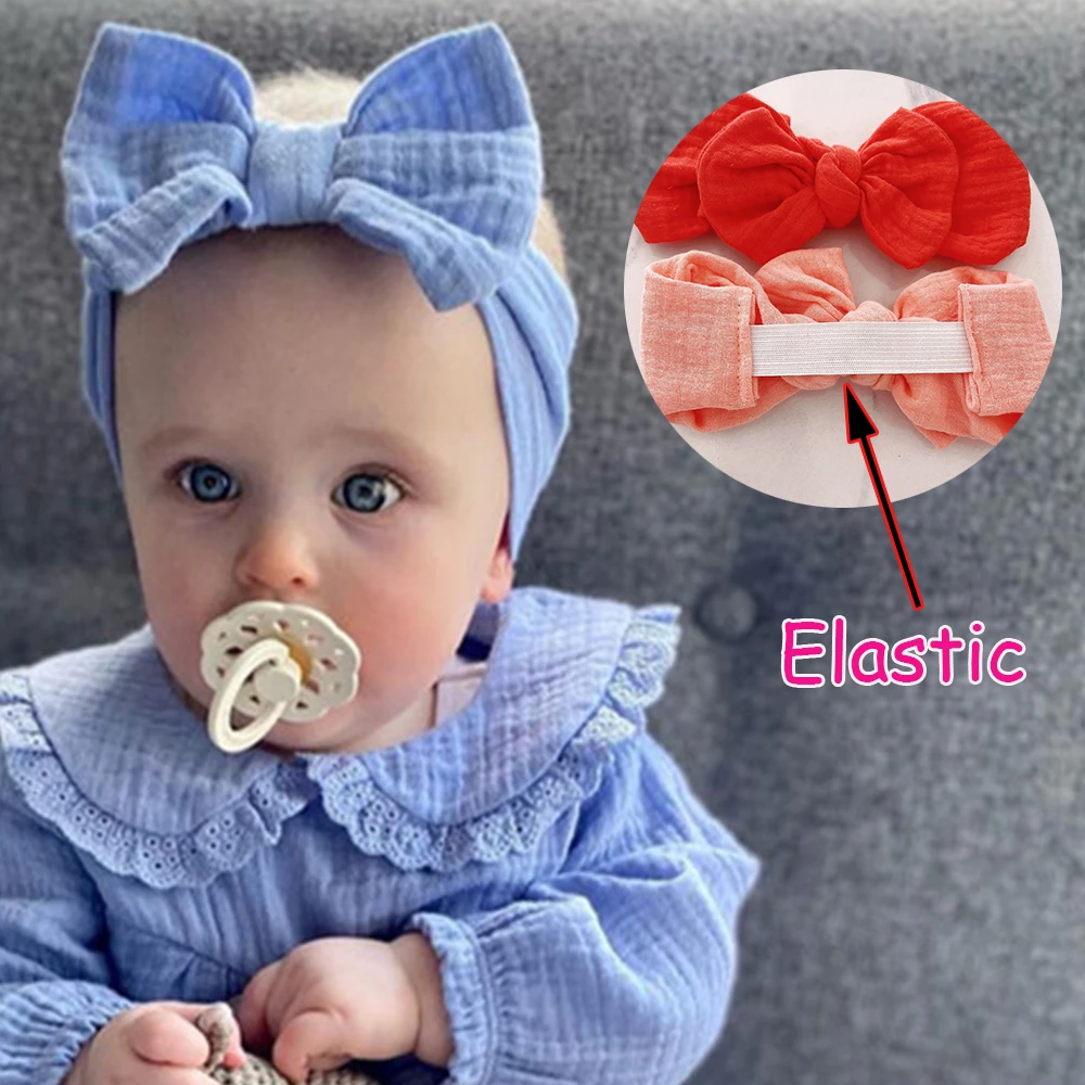 Solid Color Soft Gauze Elastic Headband for Baby Girls Hair Accessories