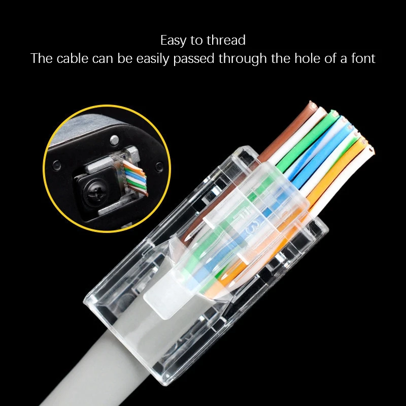 금도금 이더넷 케이블 모듈 플러그, 네트워크 RJ-45 크리스탈 헤드, Cat5 Cat5e, RJ45 커넥터, 6U