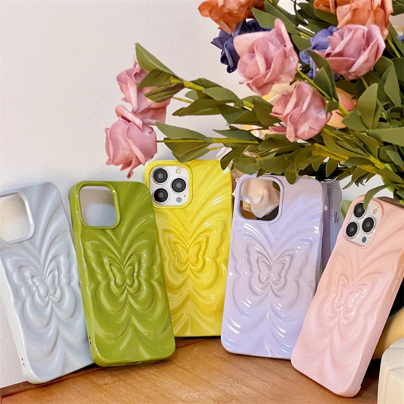 Plating 3D Butterfly Bumpy Texture Case for iPhone