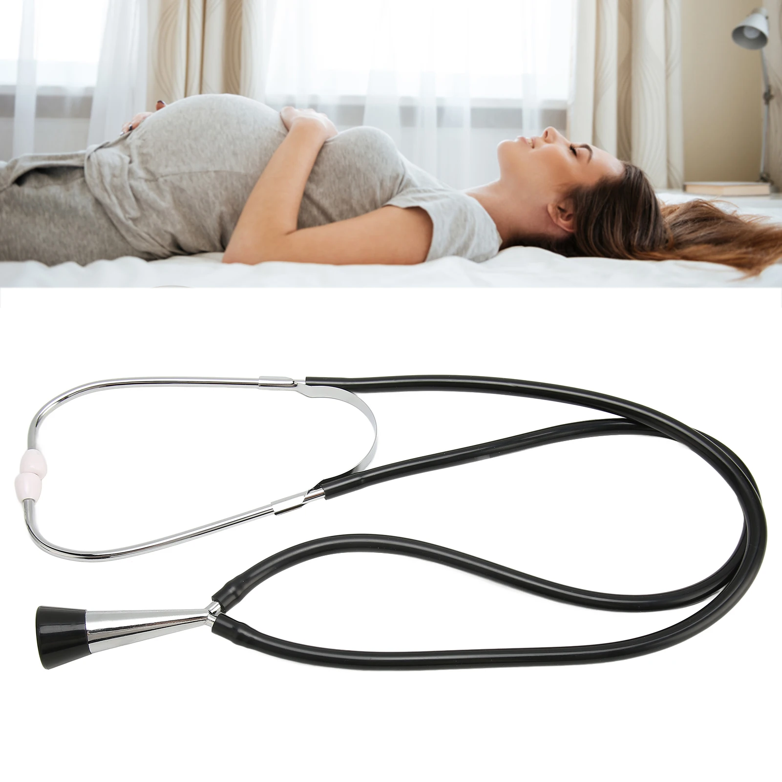 Fetal Stethoscope Monitoring Aluminum Alloy Soft Fetal Heart Stethoscope Black for Pregnant 4