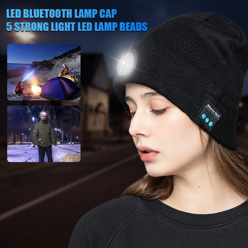 Bonnet Connecté Chapeau en tricot de musique d'éclairage LED