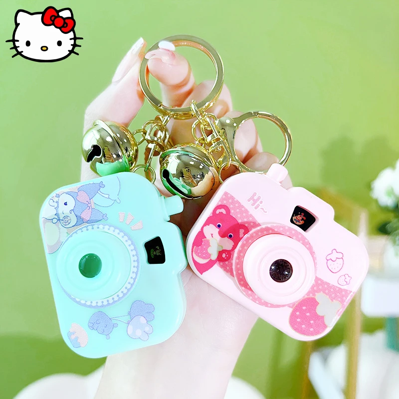 

Kawaii Sanrio Cinnamoroll Key Chain Kuromi PomPomPurin Cute Anime Camera Camera Backpack Pendant Car Key Ring Children's Toys