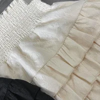 Mini jupes à volants pour femmes, Streetwear, doux, Kawaii, taille haute, dentelle, ligne A, mode coréenne, robe de bal noire, été 6