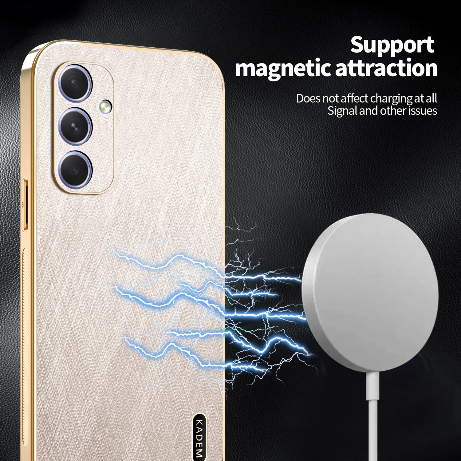 Gold Silk Texture Leather Plating Electroplated Tough Cover