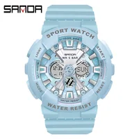 Sanda 6068ZSK WATCH FEMALE ELECTRONIC WATCH Middle School Student Sports Personality Trend Double Watch Temperament Watch 1